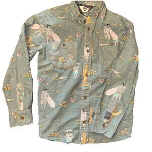 Vissla Boys Sz Large Baja Surfer‎ Flannel Long Sleeve Shirt